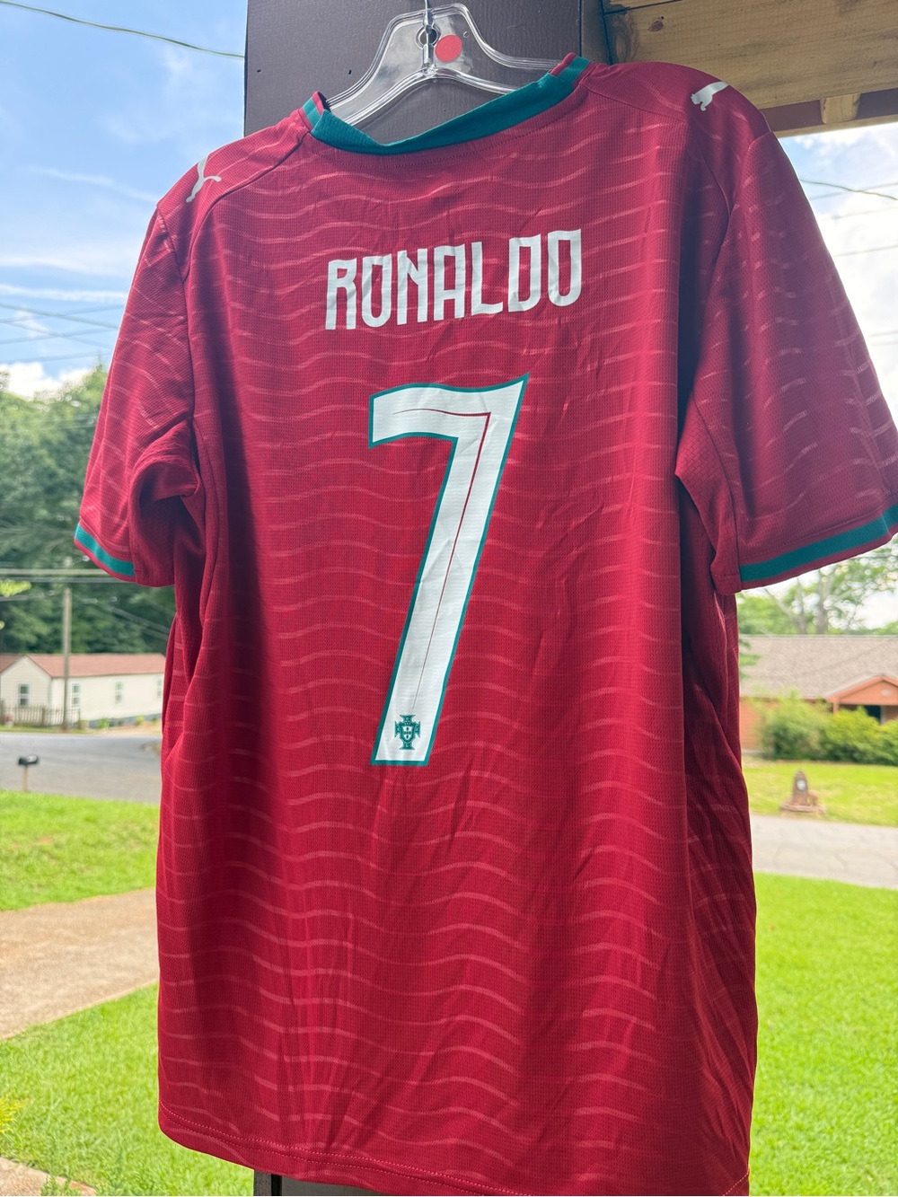 Puma Portugal Red Soccer Jersey with Green Trim #7 Renaldo - Picture 4 of 4